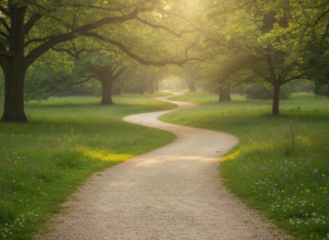 Beinlängendifferenz Erfahrungsbericht Heilung Symbolbild Weg Park Licht 