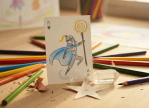 Yagna San Erfahrungsbericht Zauberkarte Symbolbild Kinder Mut Superheldenkarte Kristall 