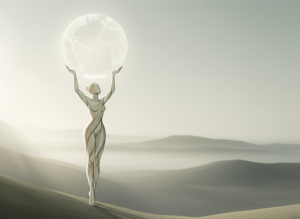 Atlasrepositionierung Erfahrungsbericht Beweglichkeit Symbolbild ästhetische Atlas-Figur balanciert Weltkugel Licht