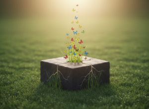 Heilsitzung Erfahrungsbericht Hüftblockade Becken Symbolbild Blockade löst sich Frühling Schmetterlinge
